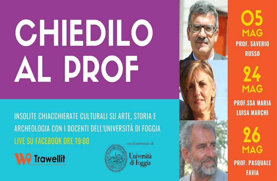 'Chiedilo al prof', webinar culturali, i docenti dell’Università di Foggia rispondono alle tue domande