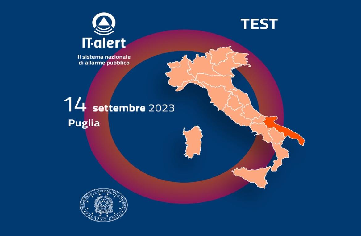 Il Giorno 14 settembre ci sarà il test per la Regione Puglia del nuovo sistema IT-alert