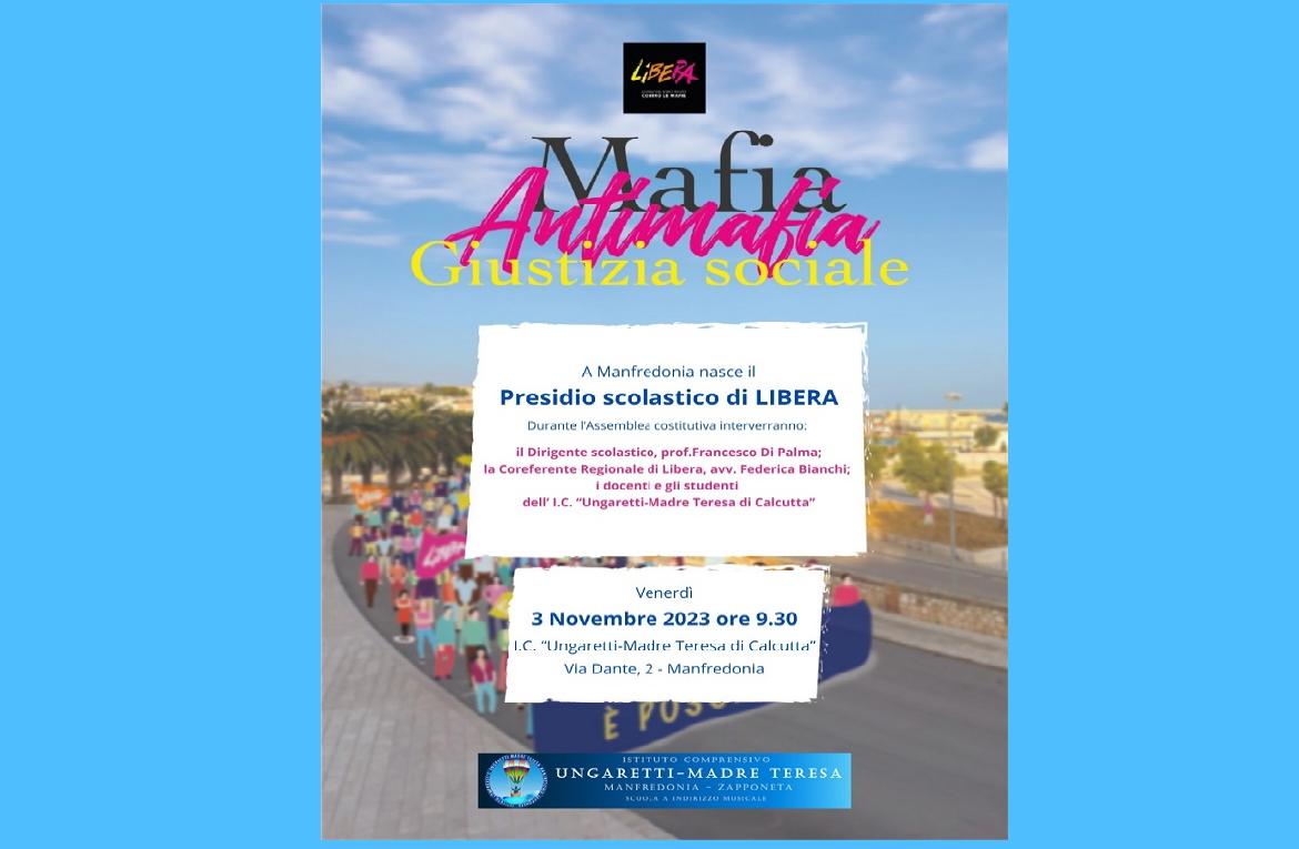 Nasce a Manfredonia il Presidio scolastico di Libera presso la scuola 'Ungaretti – Madre Teresa