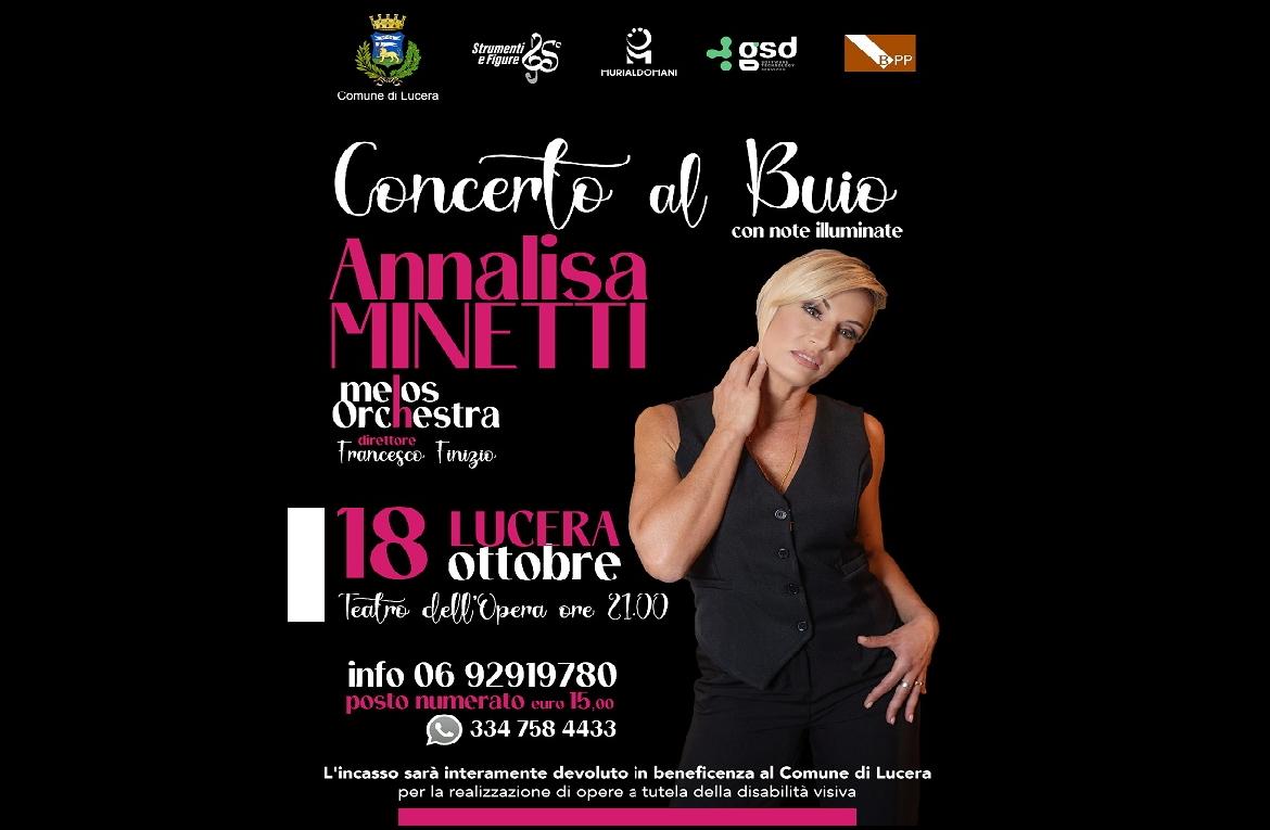 Concerto al buio illuminato da Annalisa Minetti e Melos Orchestra, per sensibilizzare sulla disabilità visiva
