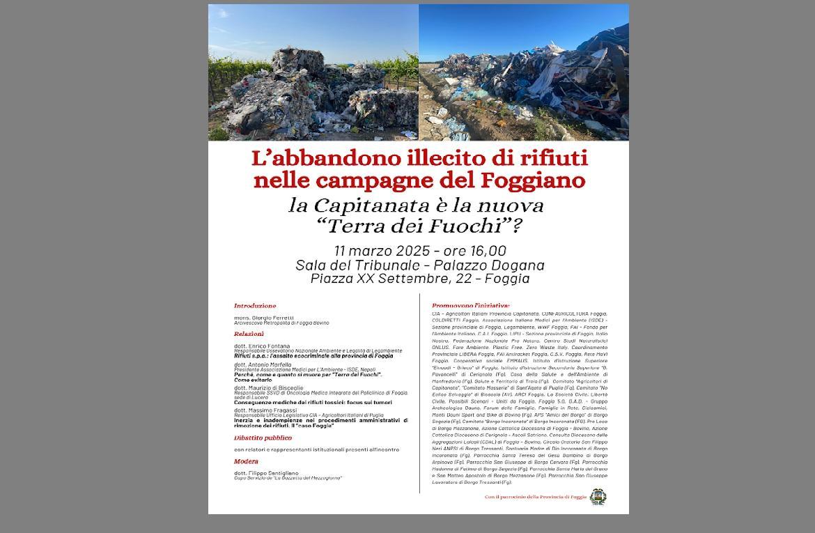 Rifiuti nelle campagne, da Foggia parte la mobilitazione: 'Puglia aggredita'