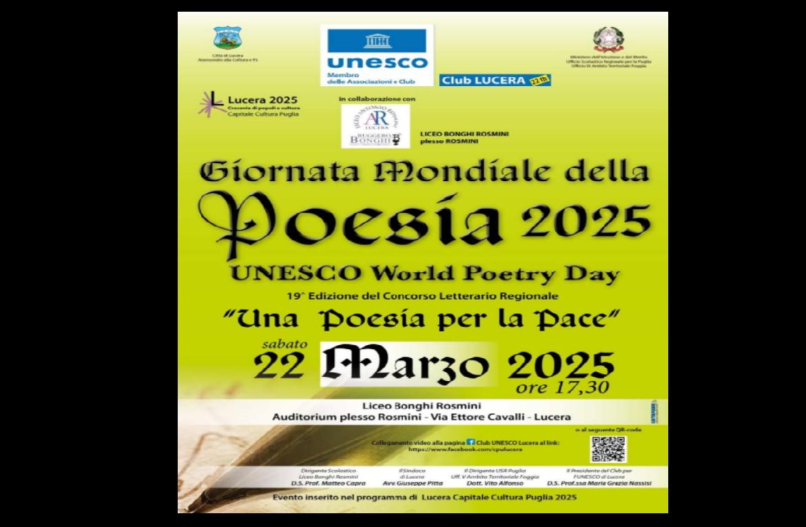 Il Club per l’UNESCO di Lucera celebra la Giornata Mondiale della Poesia