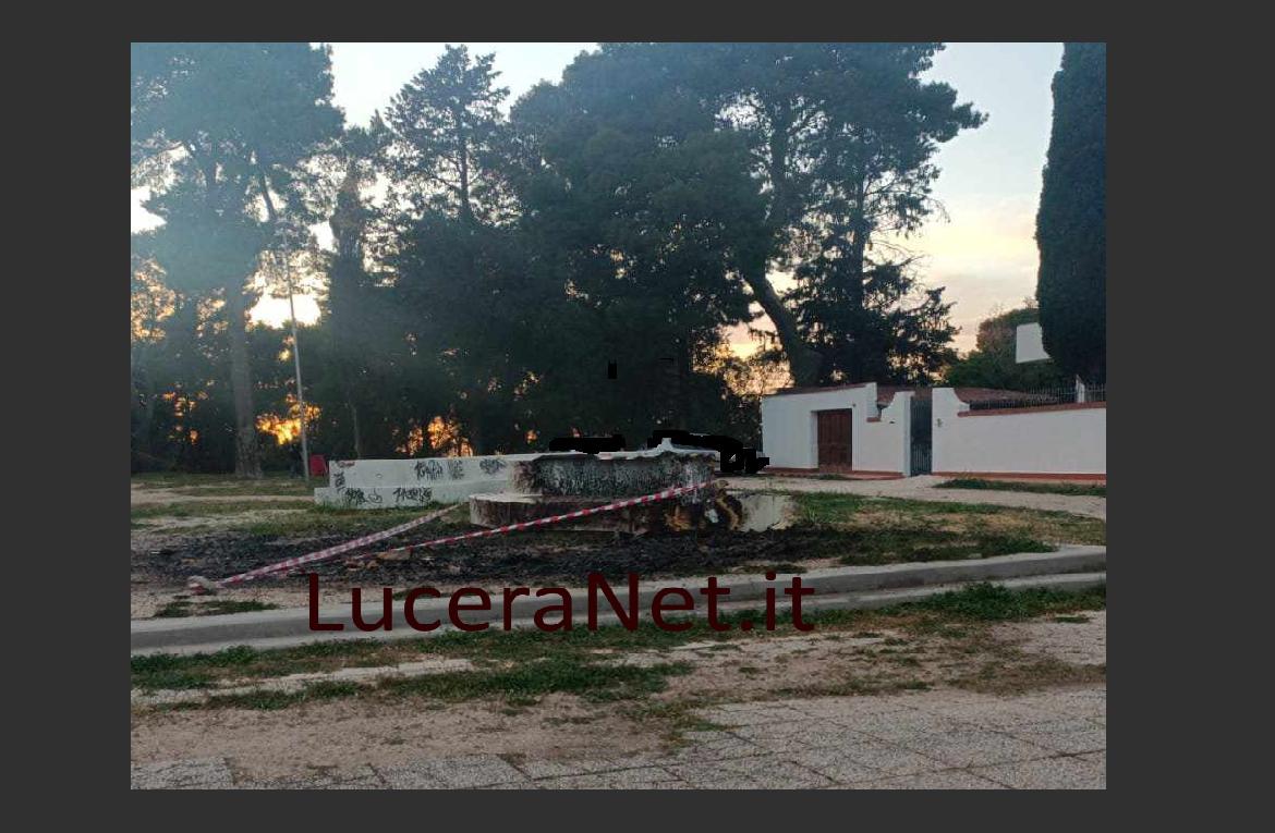 Lucera, dato al fuoco uno dei serpentoni collocati nei pressi della Chiesa di San Pasquale