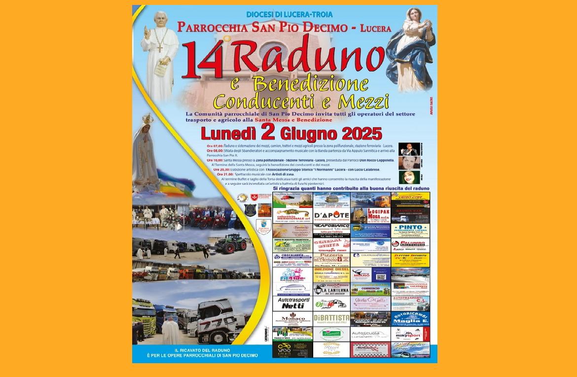Lucera, il 2 giugno il 14° Raduno e Benedizione dei Conducenti e dei Mezzi