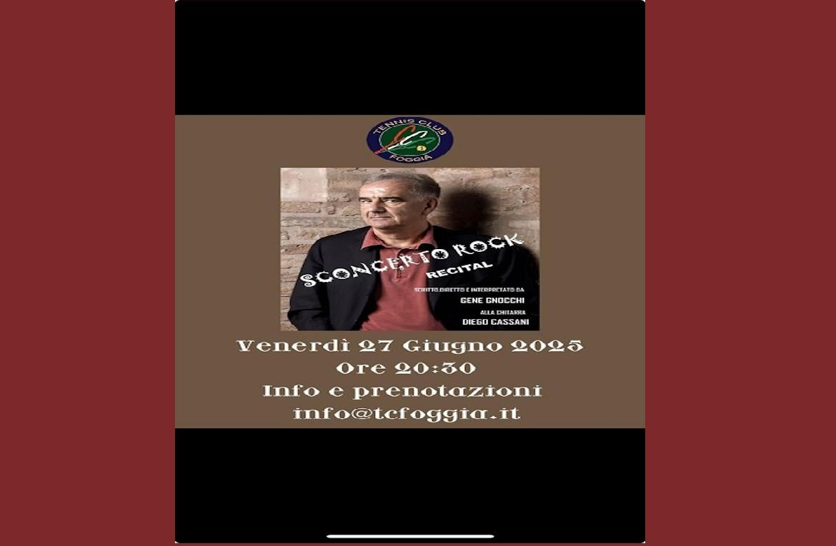 Serata di beneficenza al Tennis Club di Foggia con Gene Gnocchi venerdì 27 giugno