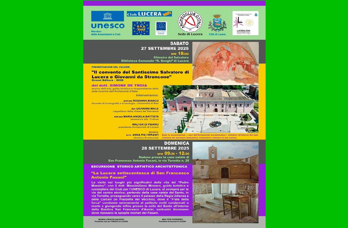 Lucera celebra le Giornate Europee del Patrimonio 2025: due eventi gratuiti tra storia, arte e cultura