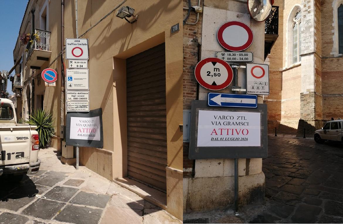 Lucera, dal 1° luglio si riaccendono i varchi della ZTL in via Gramsci e via Quaranta
